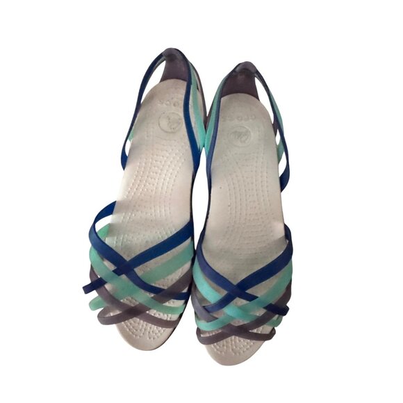 Crocs WomenS W10 Multicolor Strappy Slingback Sandals Lightweight & Comfortable - Picture 2 of 6